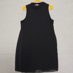 Annalee + Hope Black Sleeveless Mock Neck Chiffon Layered Shift Dress Large